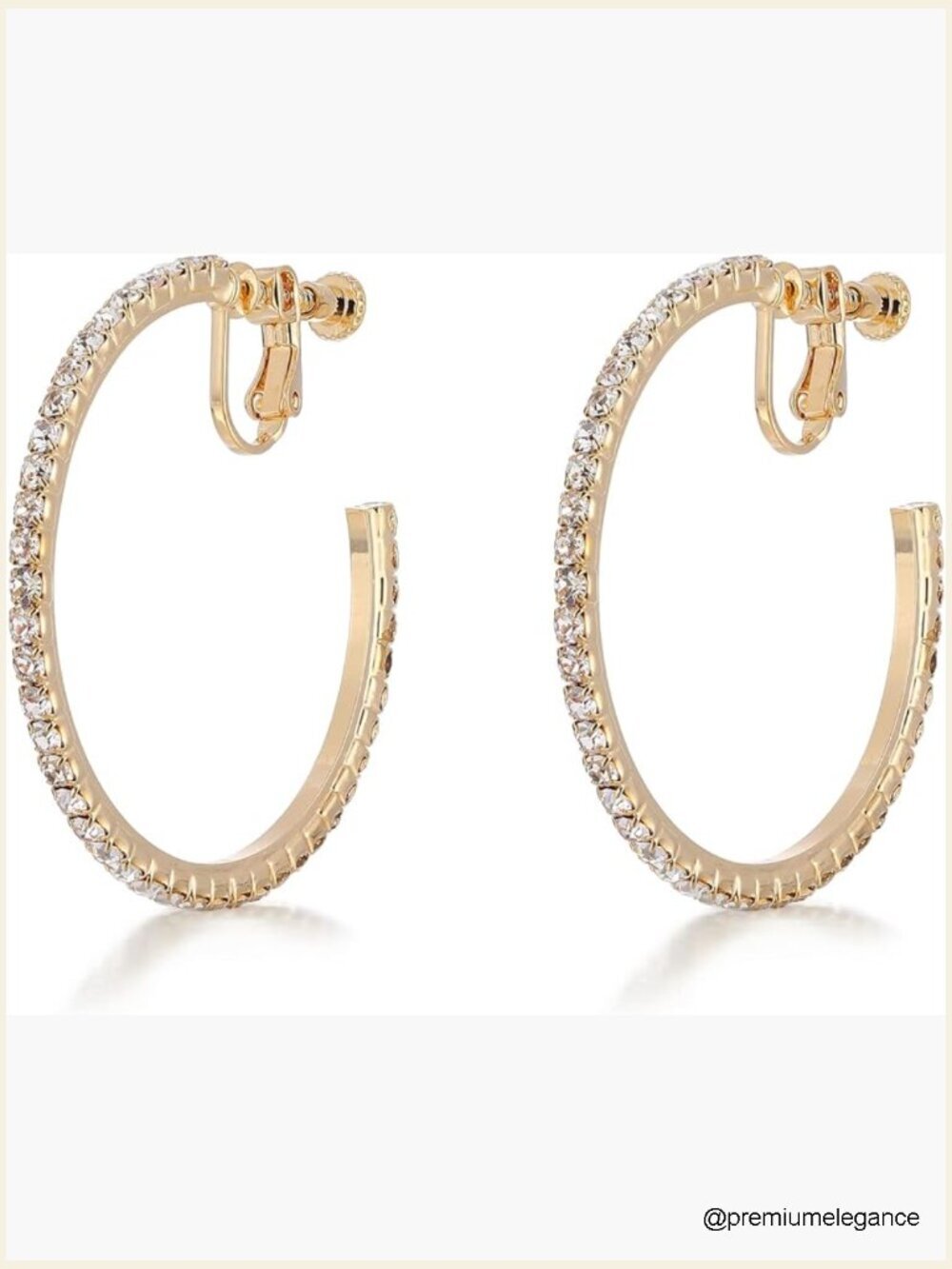 Sparkly Austrian Crystal Clip On Hoop Earrings No Piercing